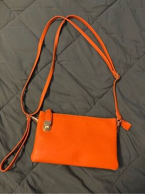 Orange Leather Crossbody Bag - Women - brand new no tags